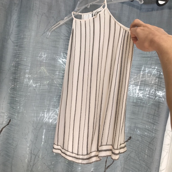 Joie zelpha white silk thin silver chain rows stripes racerback tank top blouse - Picture 4 of 8